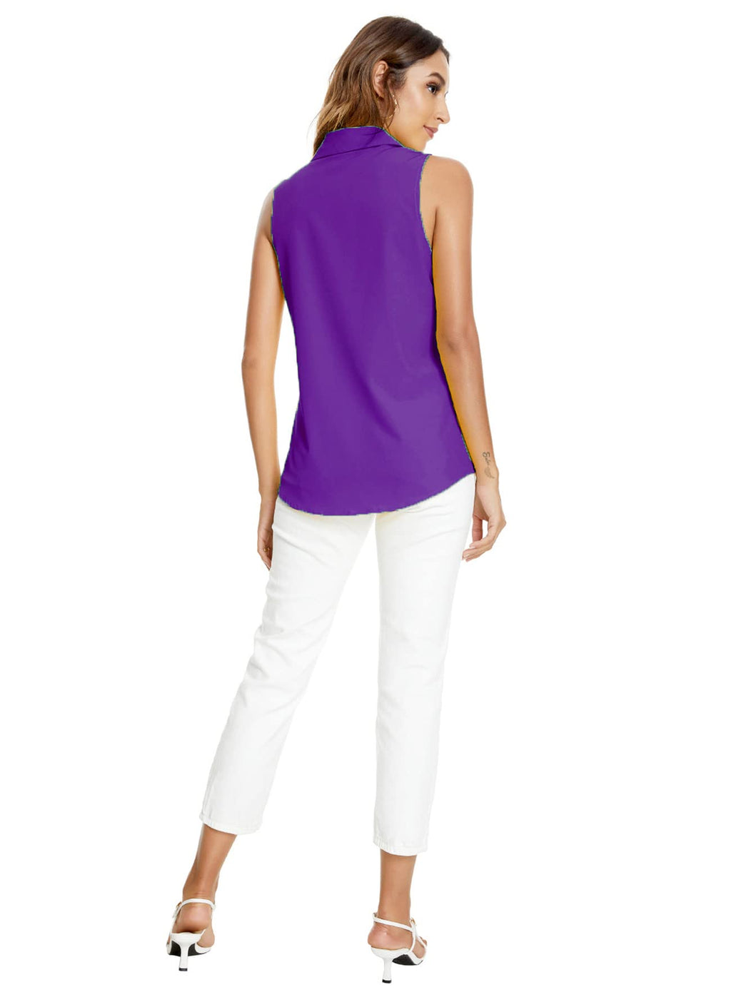 Women's Sleeveless Button Down Blouse – V-Neck Casual Summer Tank Top