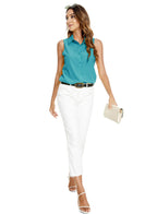 Women's Sleeveless Button Down Blouse – V-Neck Casual Summer Tank Top