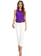 Women's Sleeveless Button Down Blouse – V-Neck Casual Summer Tank Top
