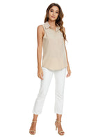 Women's Sleeveless Button Down Blouse – V-Neck Casual Summer Tank Top