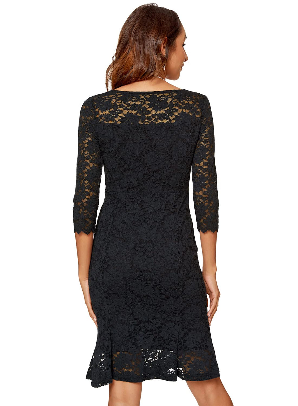 Atnlewhi Womens 3/4 Sleeve Slim Fit Lace Cocktail Dresses Party Wedding Guest V Neck Formal Evening Bodycon Dress