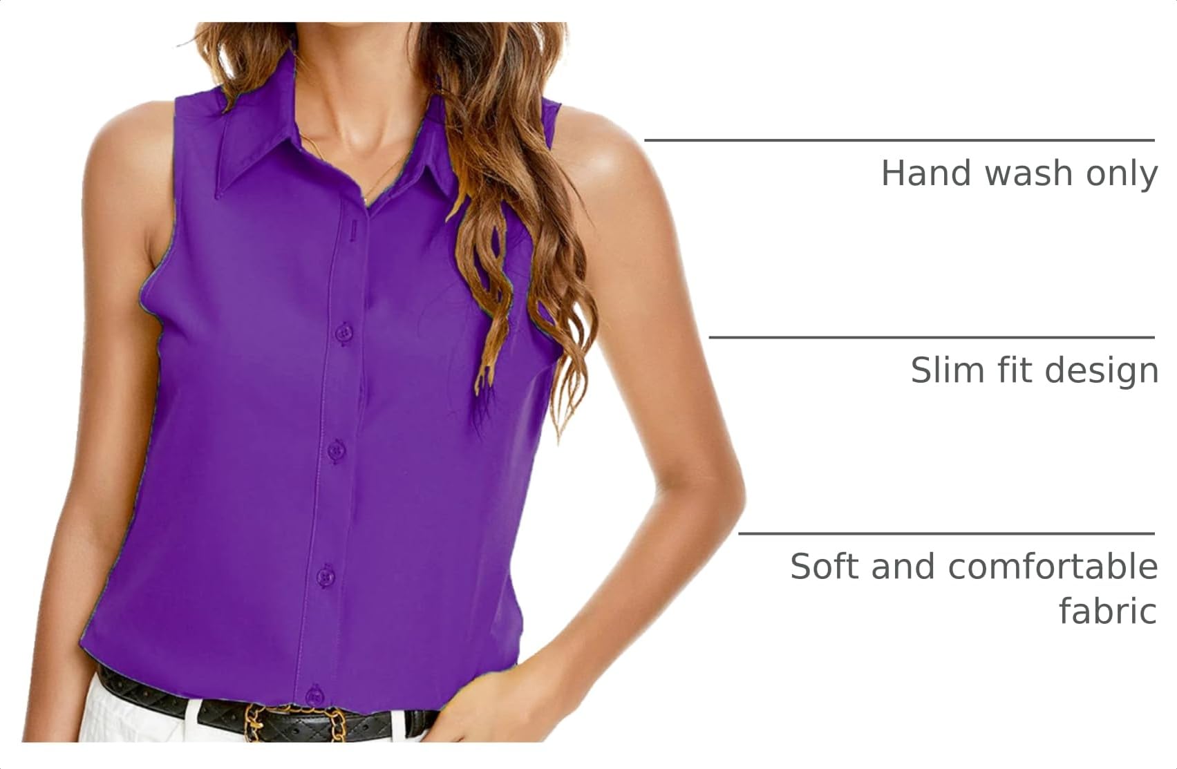Women's Sleeveless Button Down Blouse – V-Neck Casual Summer Tank Top
