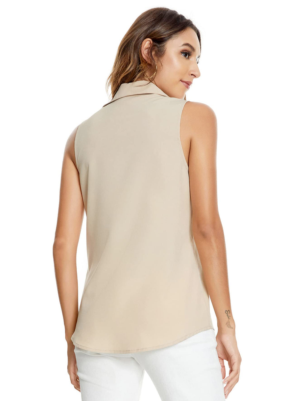 Women's Sleeveless Button Down Blouse – V-Neck Casual Summer Tank Top