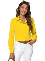 Women's Long Sleeve Button Down Shirt – Stretch Wrinkle-Resistant Work Blouse
