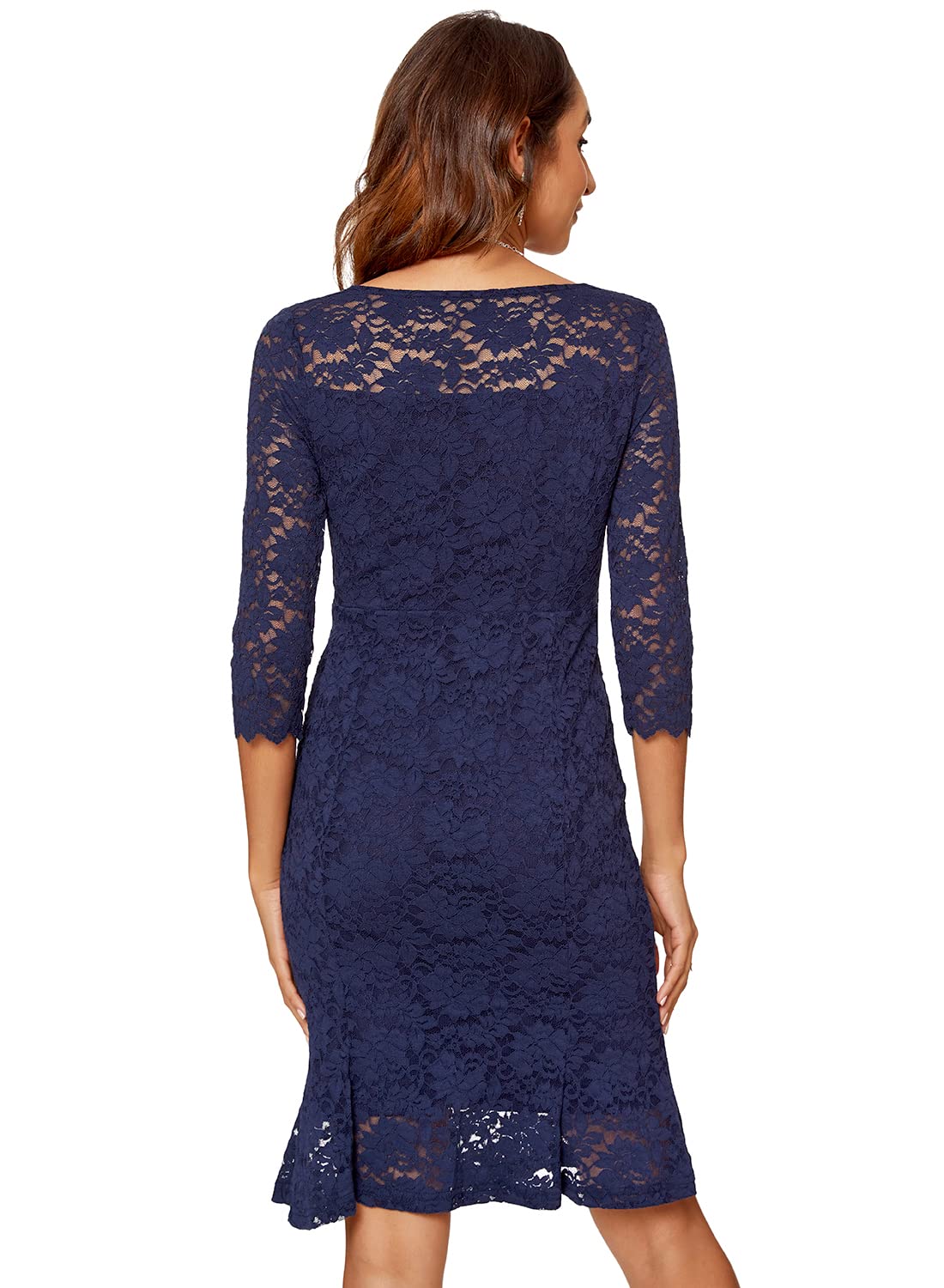 Atnlewhi Womens 3/4 Sleeve Slim Fit Lace Cocktail Dresses Party Wedding Guest V Neck Formal Evening Bodycon Dress