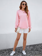 Women's Puff Sleeve Crew Neck Top – Long Sleeve Casual Cotton Blend T-Shirt