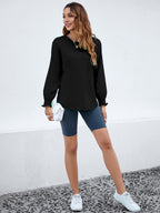 Women's Puff Sleeve Crew Neck Top – Long Sleeve Casual Cotton Blend T-Shirt