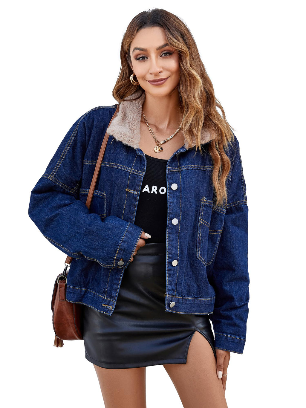 Atnlewhi Women's Retro Sherpa Lined Warm Denim Jean Jacket Thicker Jacket Coats with Pockets